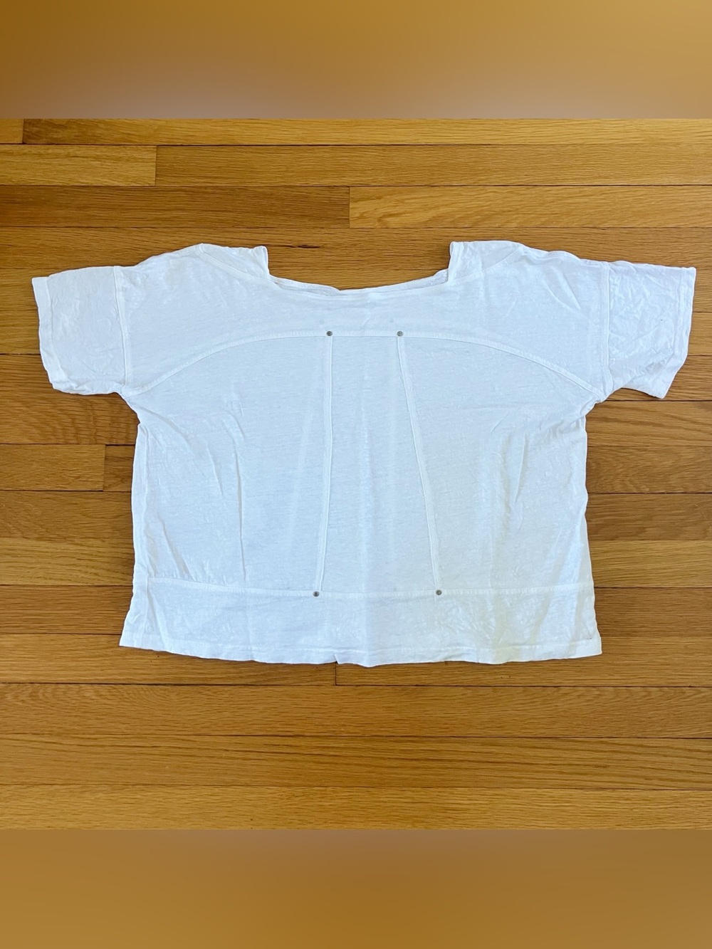 Eileen Fisher White 100% Linen Basic Classic Minimalist Tee T-Shirt Small